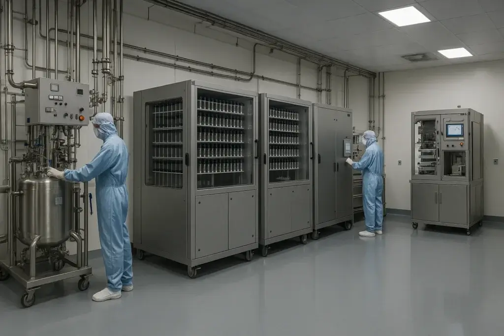 cGMP peptide synthesis suite with automated reactors